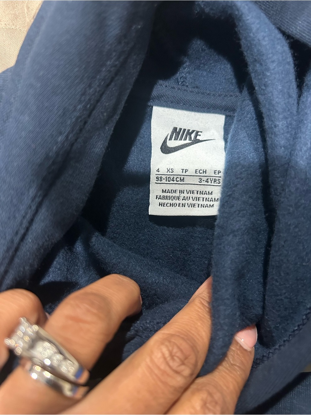 Nike Boys Navy Hoodie and Jogger Set with White Logo - Picture 3 of 3